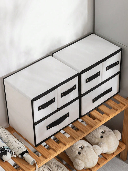 クローゼット用下着収納ボックス 引き出し式ファブリック仕分け｜靴下・下着用覆い付き仕切り付き 寮向け多層収納 デスクトップ多目的収納