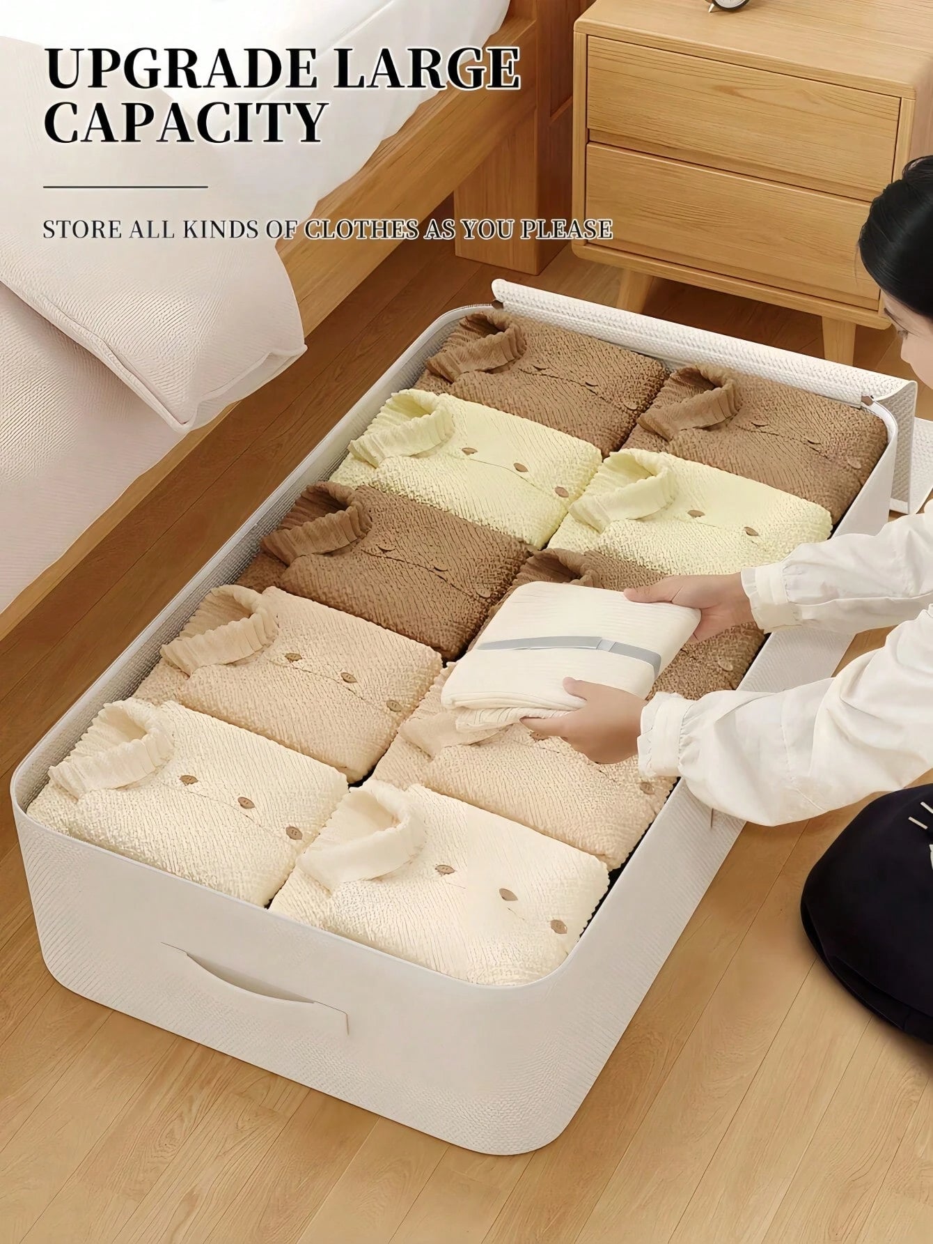ベッド下収納ボックス 幅広設計 大容量引き出し式｜衣類・毛布・季節衣料用 スペースセーブ 家庭用クローゼット多用途収納