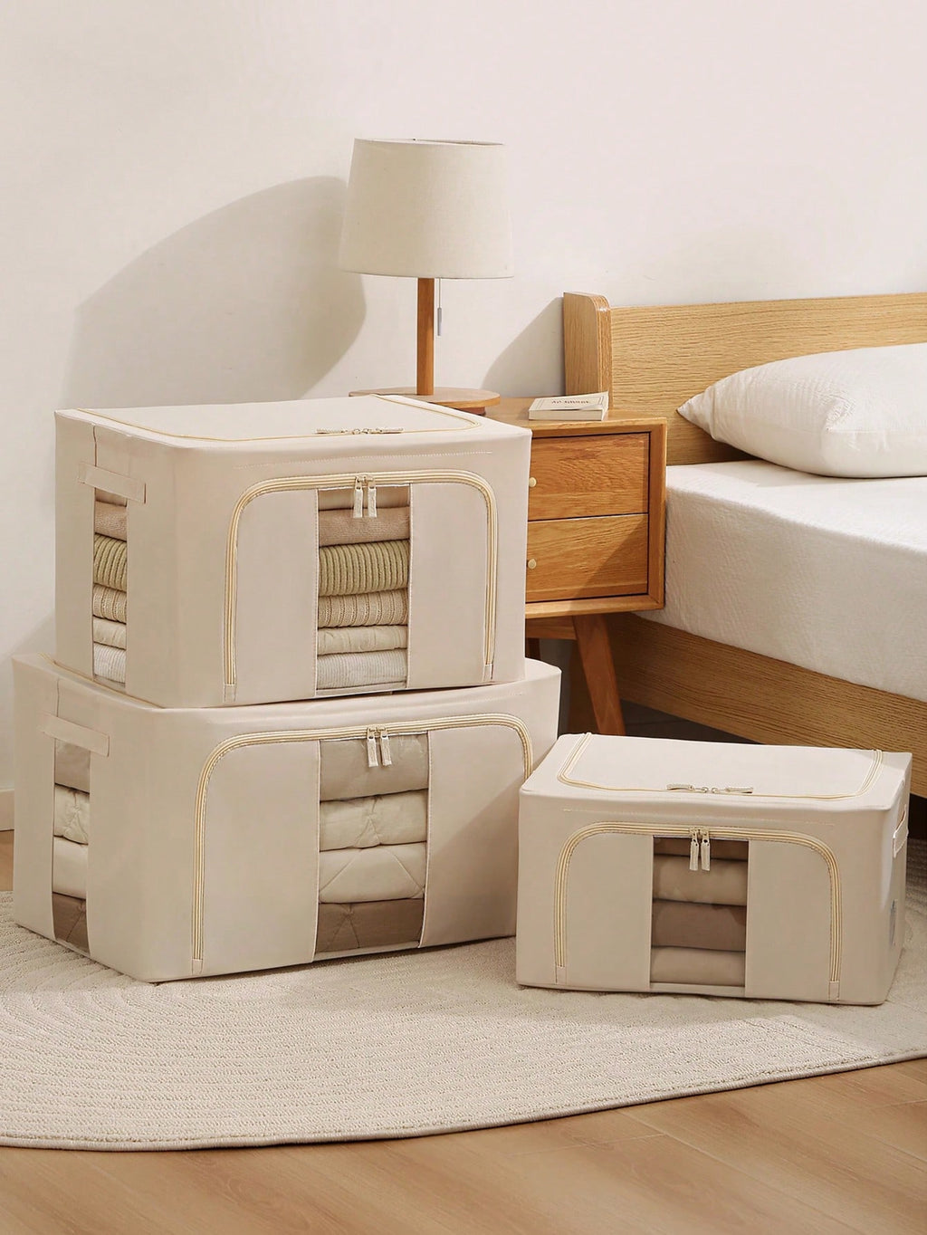 24L/66L 衣類収納ボックス オックスフォードクロス製 折りたたみ式｜組み立て式スチールフレーム付き 衣類・おもちゃ・毛布用 大型家庭用収納ビン