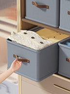 グレー折りたたみ式衣類収納ボックス オックスフォードクロス 引き出し式 仕切りなし ジーンズ / セーター収納最適 クリスマスギフト対応