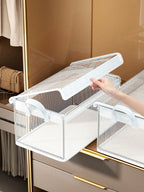 透明スタッカブル収納ボックス ふた付き 大容量ハンドル付き 強化仕様 スペース節約用 家庭 / 寮 / クローゼット多場面収納対応