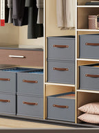 グレー折りたたみ式衣類収納ボックス オックスフォードクロス 引き出し式 仕切りなし ジーンズ / セーター収納最適 クリスマスギフト対応