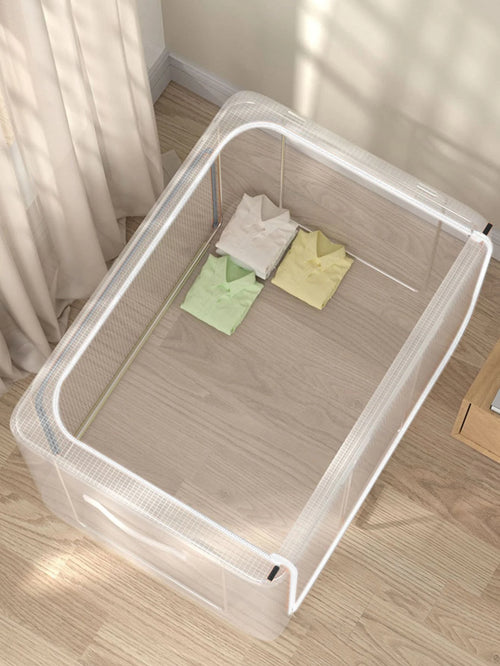 クリア衣類収納ボックス 装飾性兼用｜フェスタ装飾・ホームデコ対応 レディース衣類（T シャツ・パンツ・ドレス・四季服）用 ミニマリストオーガナイザー