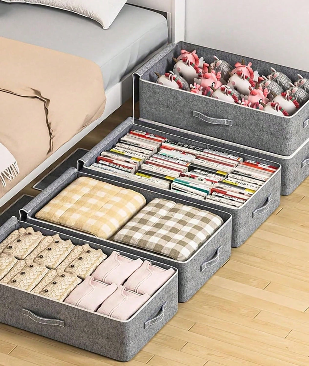 ベッド下収納ボックス 大容量フラットデザイン ドロワー式｜衣類・毛布・季節物収納に最適 ベッドフレーム用 スペースセーブ 家庭用クローゼット兼用 多目的収納