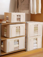 24L/66L 衣類収納ボックス オックスフォードクロス製 折りたたみ式｜組み立て式スチールフレーム付き 衣類・おもちゃ・毛布用 大型家庭用収納ビン