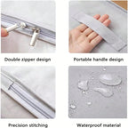 3 点セット グレー大容量収納ボックス 布団・毛布・衣類収納用 折りたたみジッパー付き 持ち手付き クローゼット・ホリデー装飾収納対応