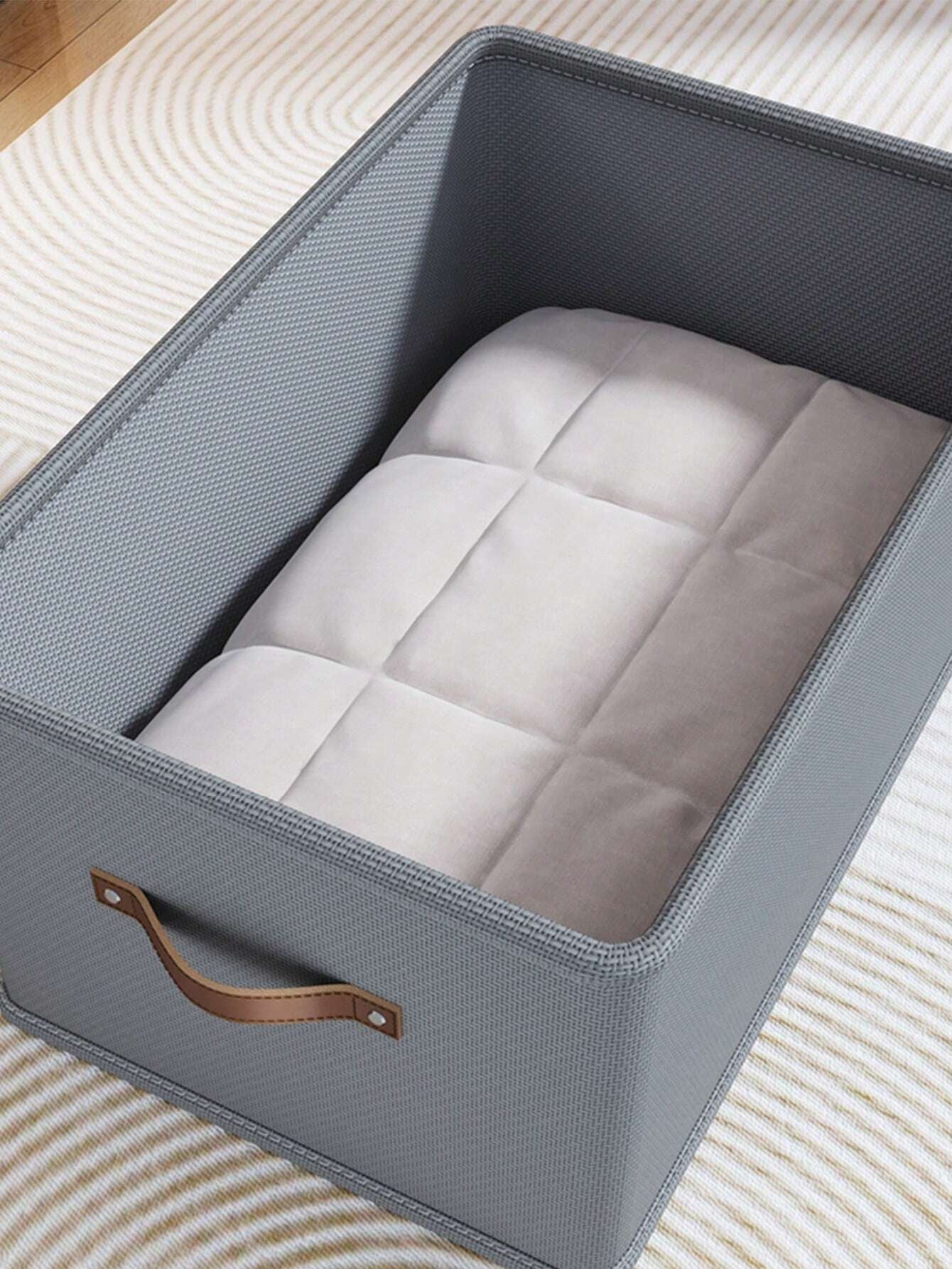 グレー折りたたみ式衣類収納ボックス オックスフォードクロス 引き出し式 仕切りなし ジーンズ / セーター収納最適 クリスマスギフト対応