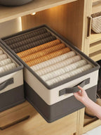 1個 寝具収納ボックス 取っ手付き硬質引き出し式 仕切り付き｜衣類・下着・布団・靴類収納に最適 クローゼット用折りたたみ ホームデコレーション兼用