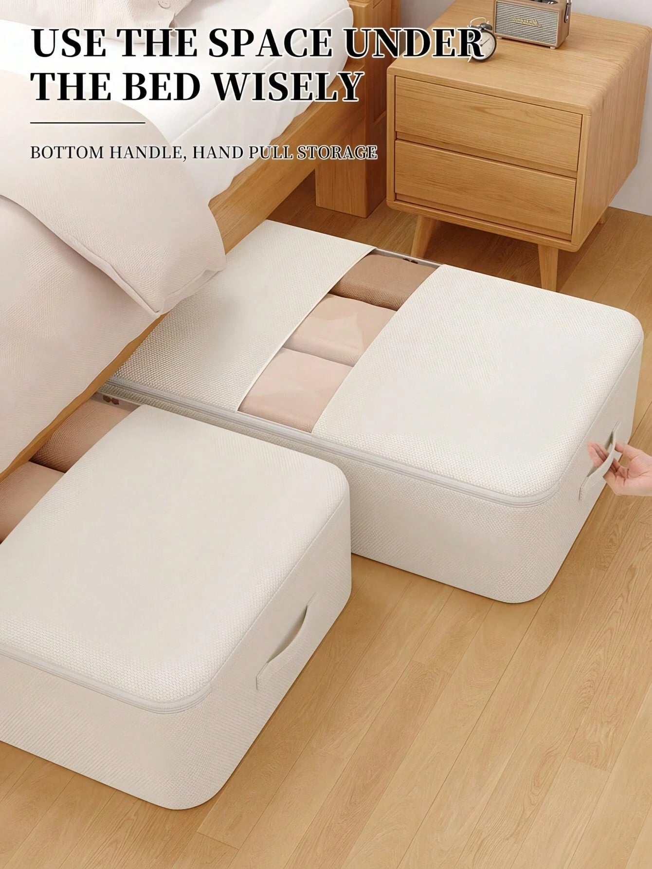 ベッド下収納ボックス 幅広設計 大容量引き出し式｜衣類・毛布・季節衣料用 スペースセーブ 家庭用クローゼット多用途収納
