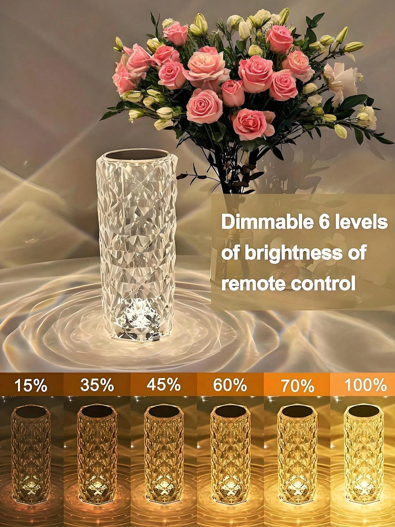 クリスタル雰囲気ランプ RGB16 色 タッチ & リモコン 充電式 USB ロマンチックデコ パーティー / ウェディング用