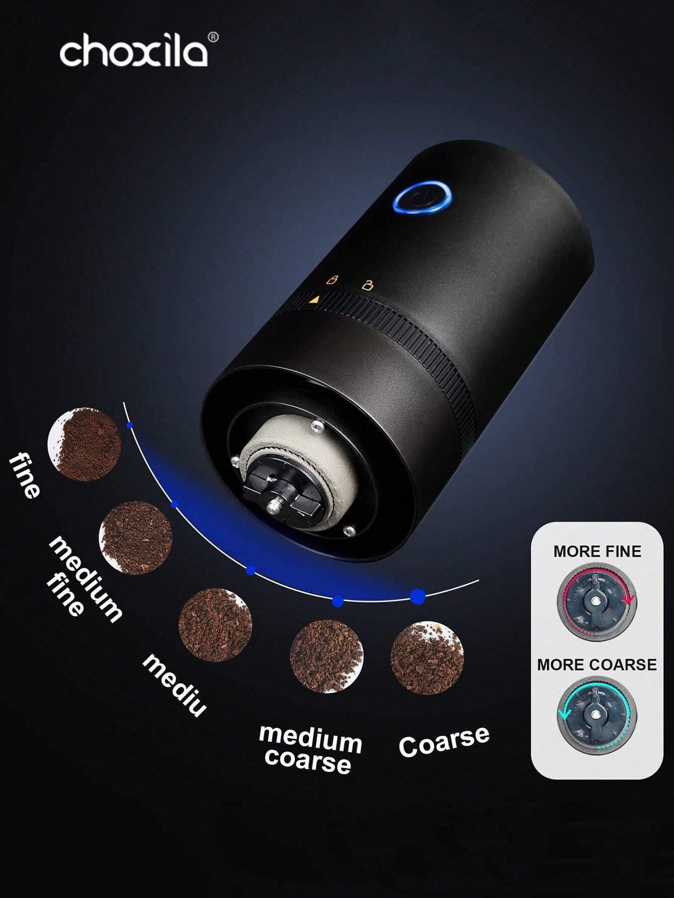 電動コーヒーグラインダー セラミック刃 USB 充電式 ポータブル エスプレッソ用 自宅 / オフィス / 旅行