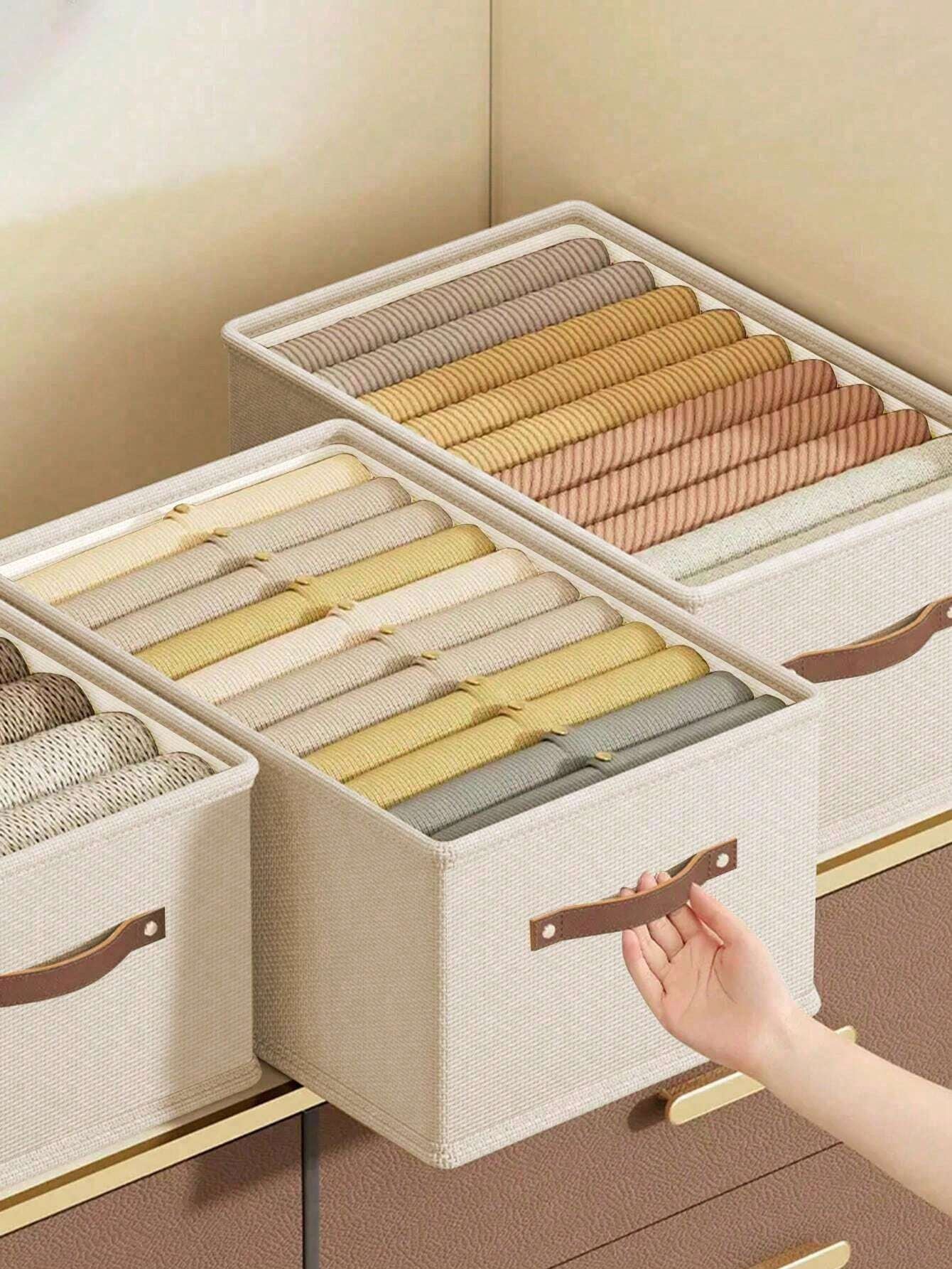 白色折り畳み式衣類収納ボックス オックスフォード生地 ドロワー式 仕切りなし クローゼット用 ジーンズ / セーター収納対応