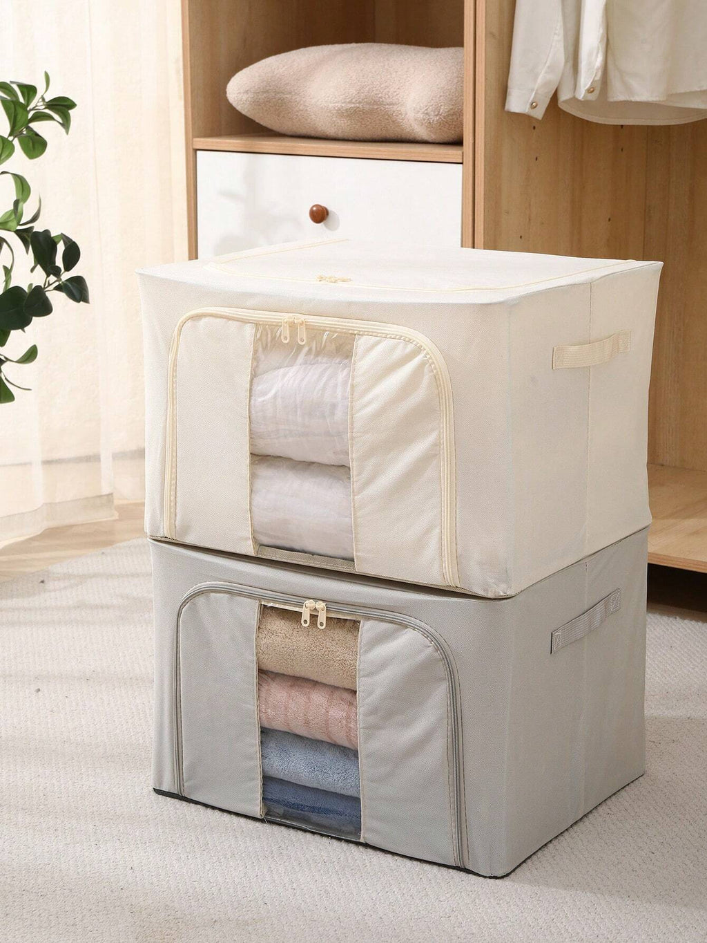 クリア衣類収納ボックス 装飾性兼用｜フェスタ装飾・ホームデコ対応 レディース衣類（T シャツ・パンツ・ドレス・四季服）用 ミニマリストオーガナイザー