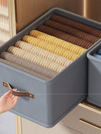 グレー折りたたみ式衣類収納ボックス オックスフォードクロス 引き出し式 仕切りなし ジーンズ / セーター収納最適 クリスマスギフト対応