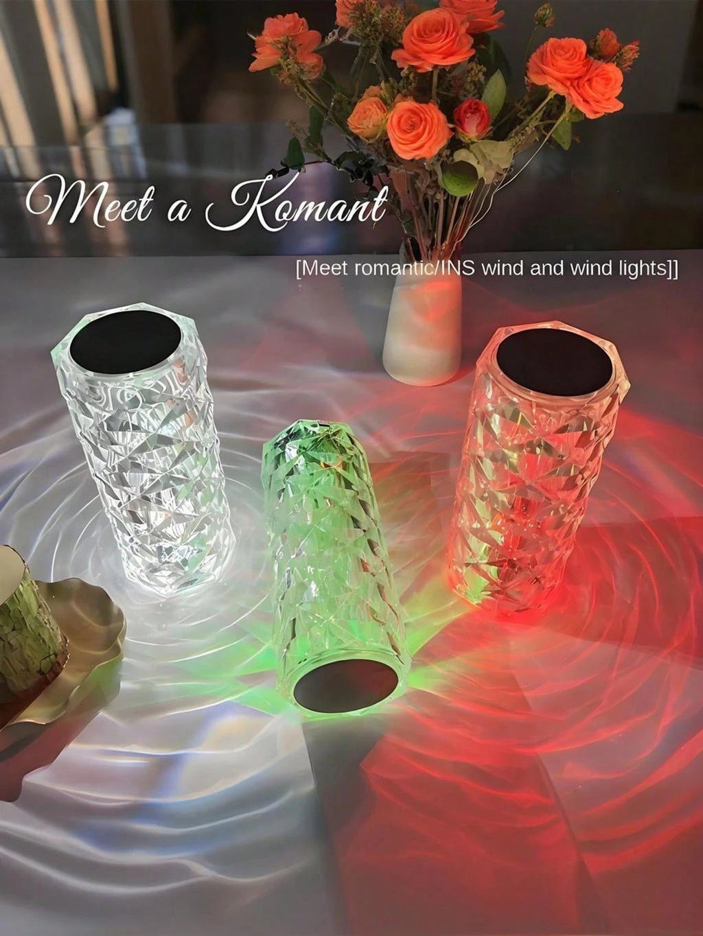 クリスタル雰囲気ランプ RGB16 色 タッチ & リモコン 充電式 USB ロマンチックデコ パーティー / ウェディング用