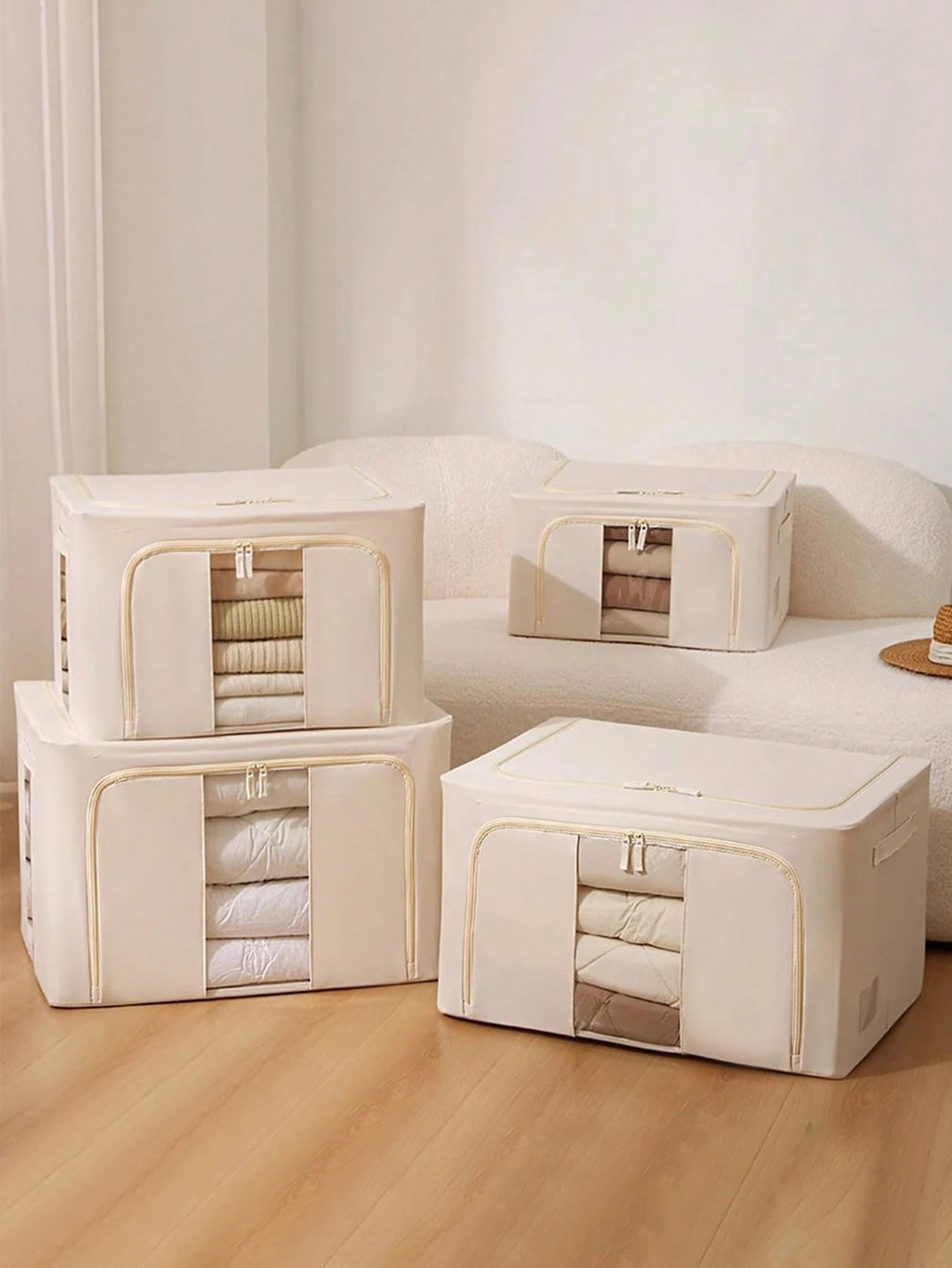 24L/66L 衣類収納ボックス オックスフォードクロス製 折りたたみ式｜組み立て式スチールフレーム付き 衣類・おもちゃ・毛布用 大型家庭用収納ビン