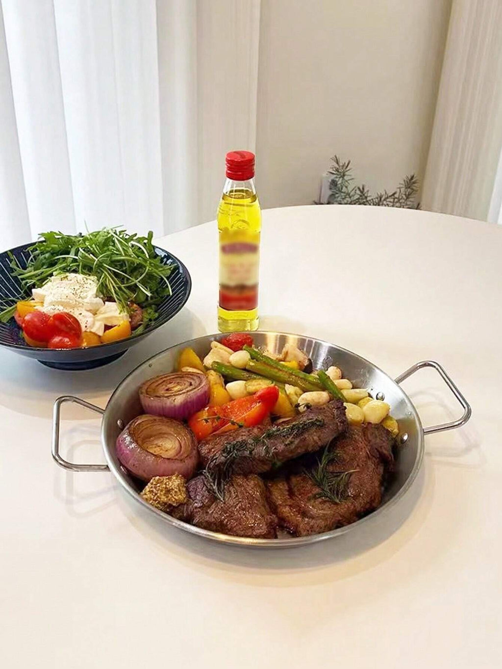 1個 クリエイティブ ステンレス鋼 シーフードプレート 2つのハンドル付き ロースト、グリル、パスタ盛り付けクリスマスギフト