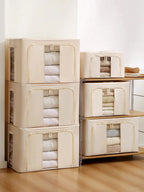 24L/66L 衣類収納ボックス オックスフォードクロス製 折りたたみ式｜組み立て式スチールフレーム付き 衣類・おもちゃ・毛布用 大型家庭用収納ビン