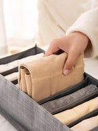 グレー不織布収納ボックス マルチコンパートメント引き出し仕切り クローゼット・下着収納用 折りたたみ式 スペースセーブ ハンドル付き持ち運び便利