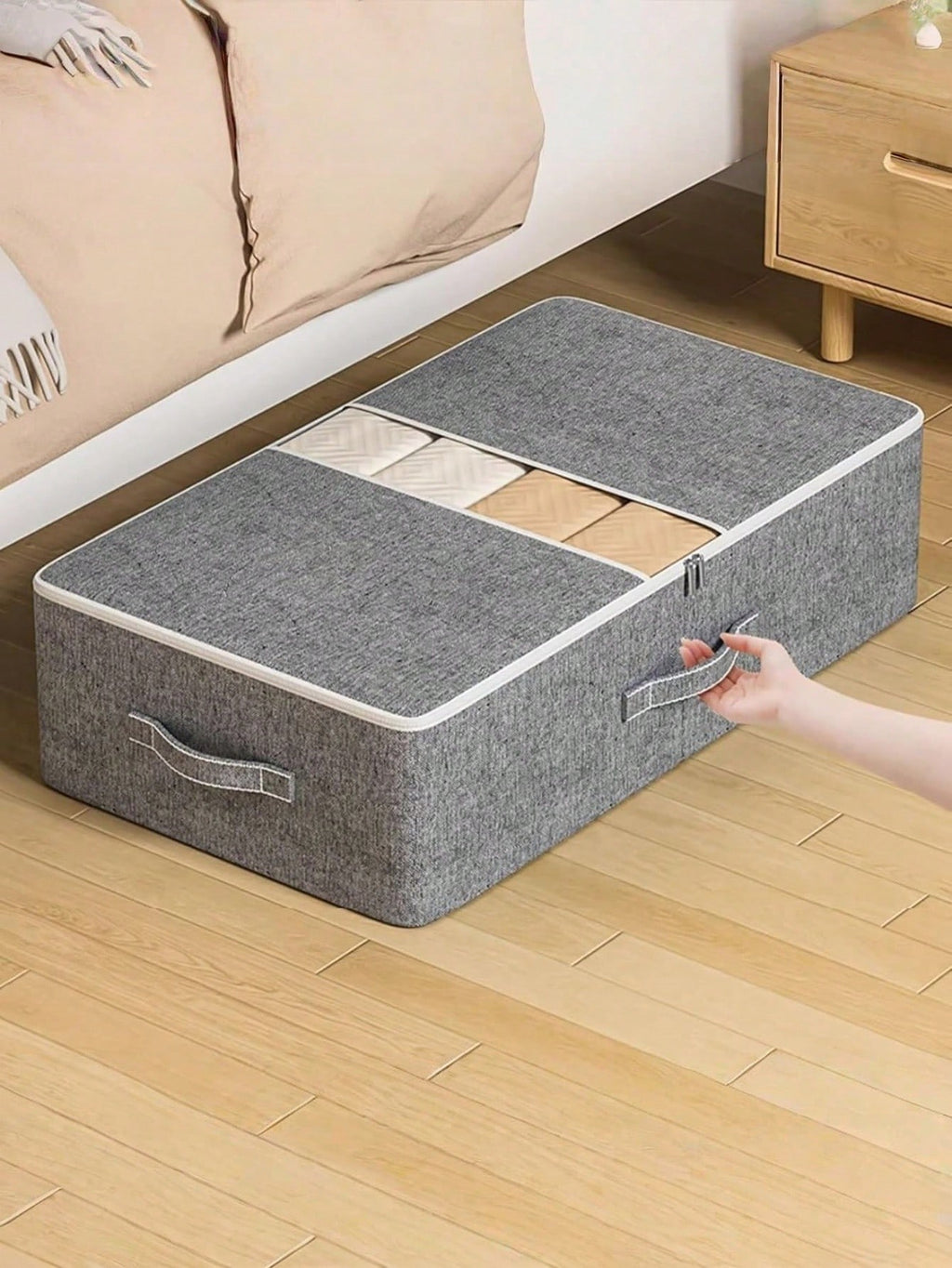 ベッド下収納ボックス 大容量フラットデザイン ドロワー式｜衣類・毛布・季節物収納に最適 ベッドフレーム用 スペースセーブ 家庭用クローゼット兼用 多目的収納
