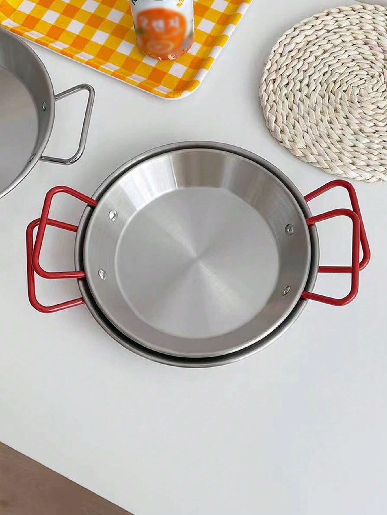 1個 クリエイティブ ステンレス鋼 シーフードプレート 2つのハンドル付き ロースト、グリル、パスタ盛り付けクリスマスギフト