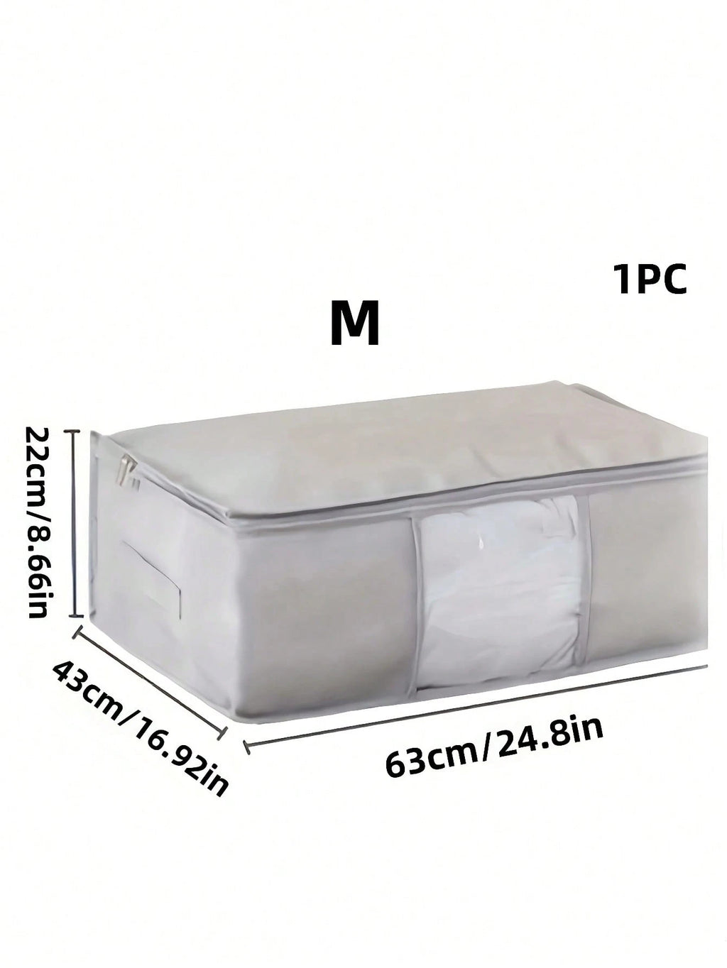 3 点セット グレー大容量収納ボックス 布団・毛布・衣類収納用 折りたたみジッパー付き 持ち手付き クローゼット・ホリデー装飾収納対応