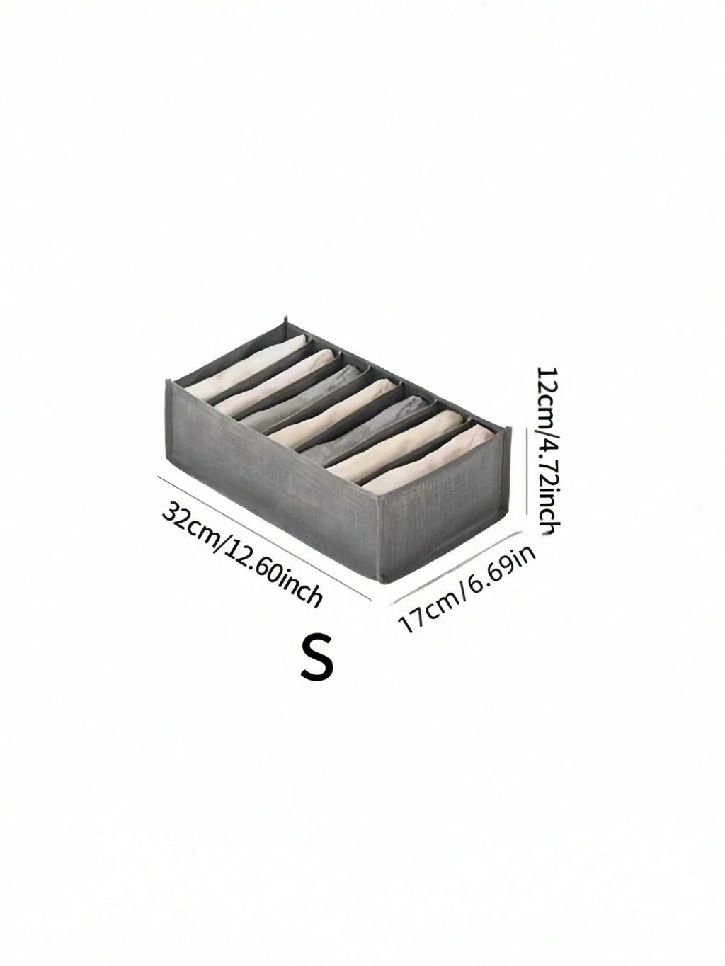 グレー不織布収納ボックス マルチコンパートメント引き出し仕切り クローゼット・下着収納用 折りたたみ式 スペースセーブ ハンドル付き持ち運び便利