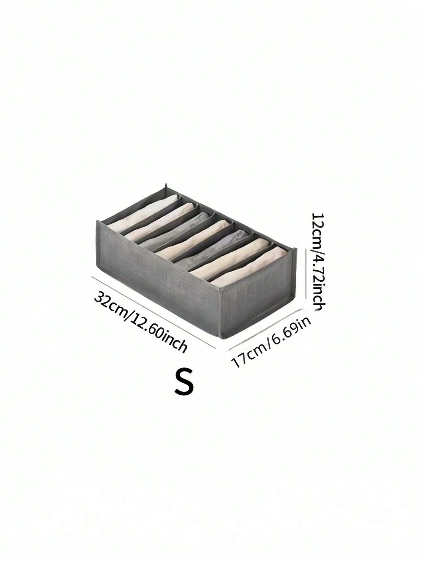 グレー不織布収納ボックス マルチコンパートメント引き出し仕切り クローゼット・下着収納用 折りたたみ式 スペースセーブ ハンドル付き持ち運び便利