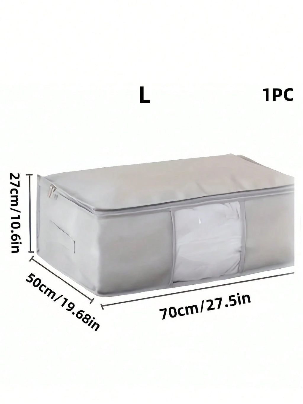 3 点セット グレー大容量収納ボックス 布団・毛布・衣類収納用 折りたたみジッパー付き 持ち手付き クローゼット・ホリデー装飾収納対応