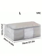 3 点セット グレー大容量収納ボックス 布団・毛布・衣類収納用 折りたたみジッパー付き 持ち手付き クローゼット・ホリデー装飾収納対応