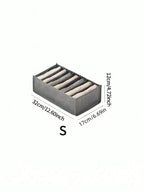 グレー不織布収納ボックス マルチコンパートメント引き出し仕切り クローゼット・下着収納用 折りたたみ式 スペースセーブ ハンドル付き持ち運び便利