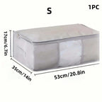 3 点セット グレー大容量収納ボックス 布団・毛布・衣類収納用 折りたたみジッパー付き 持ち手付き クローゼット・ホリデー装飾収納対応