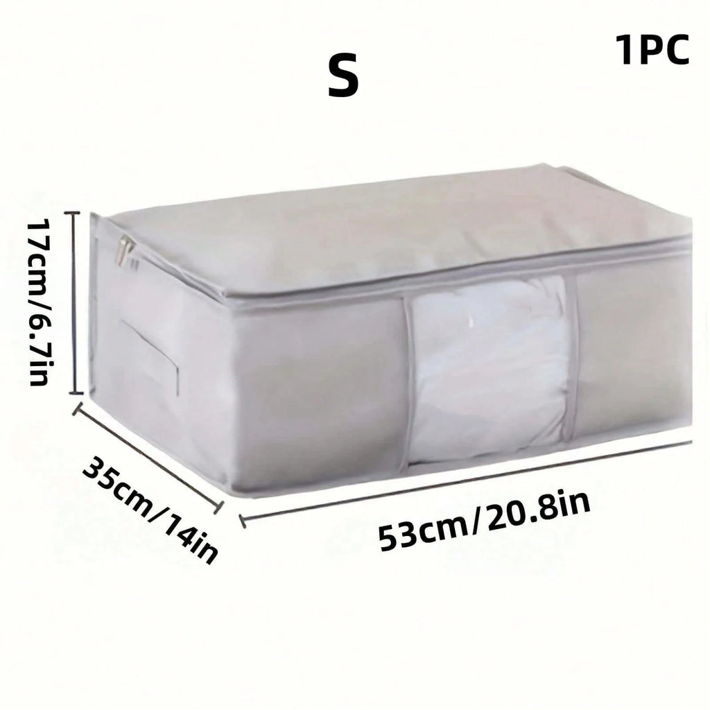 3 点セット グレー大容量収納ボックス 布団・毛布・衣類収納用 折りたたみジッパー付き 持ち手付き クローゼット・ホリデー装飾収納対応
