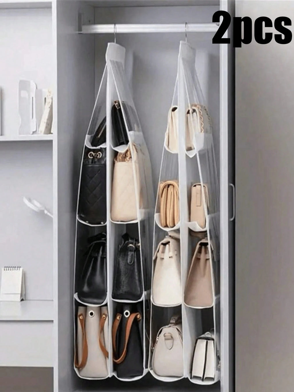 ハンギングバッグオーガナイザー 1 個 / 2 個セット 8/6 ポケット クリア仕様 クローゼット用 スペースセーバー