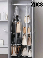 ハンギングバッグオーガナイザー 1 個 / 2 個セット 8/6 ポケット クリア仕様 クローゼット用 スペースセーバー