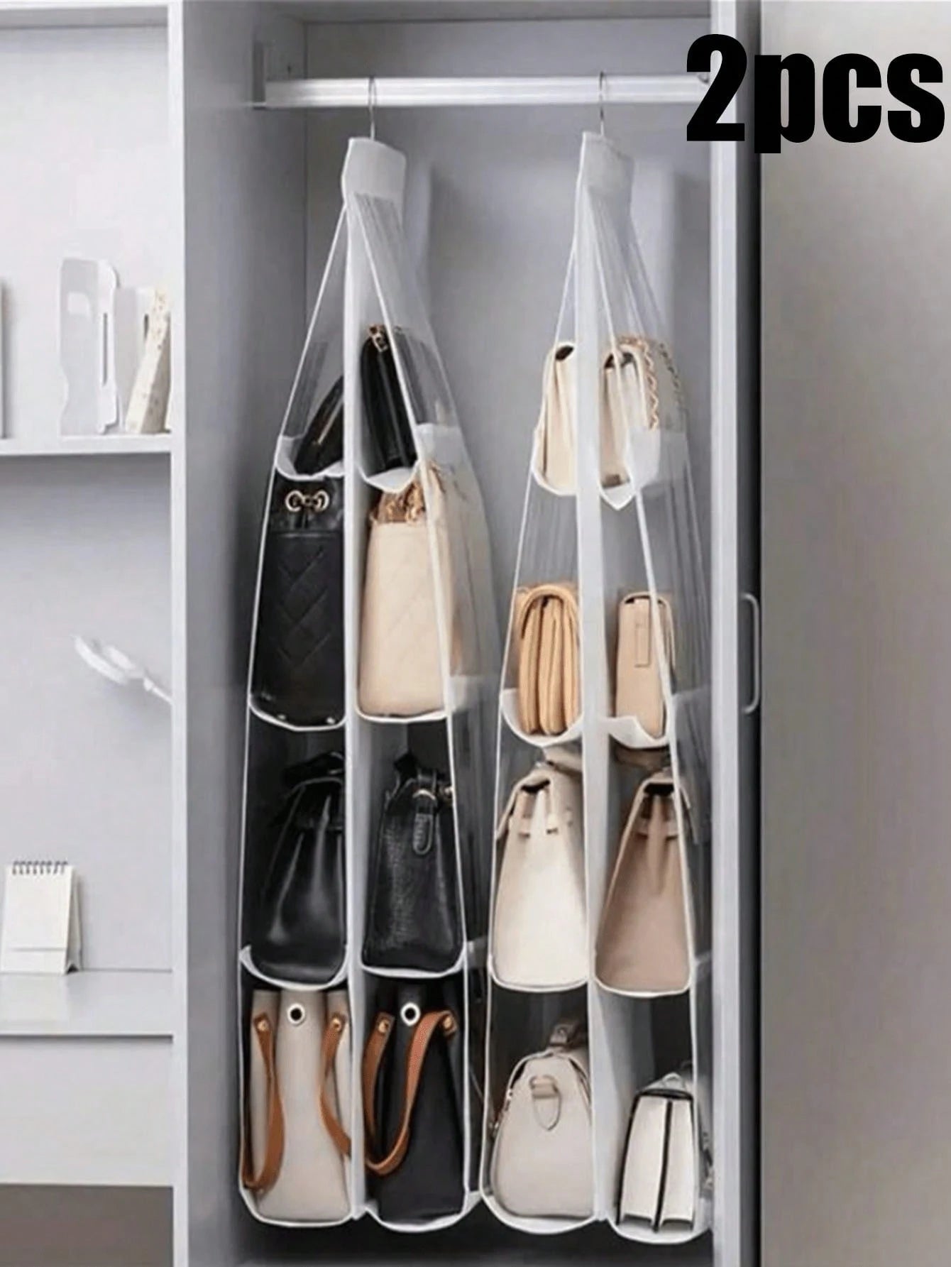 ハンギングバッグオーガナイザー 1 個 / 2 個セット 8/6 ポケット クリア仕様 クローゼット用 スペースセーバー