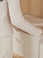 大容量ベージュ収納ボックス トラベル移動用｜柔軟折りたたみ式 一体型持ち手付き 衣類・季節物収納整理 ホーム・ベッドルームインテリア兼用 お祭り装飾対応