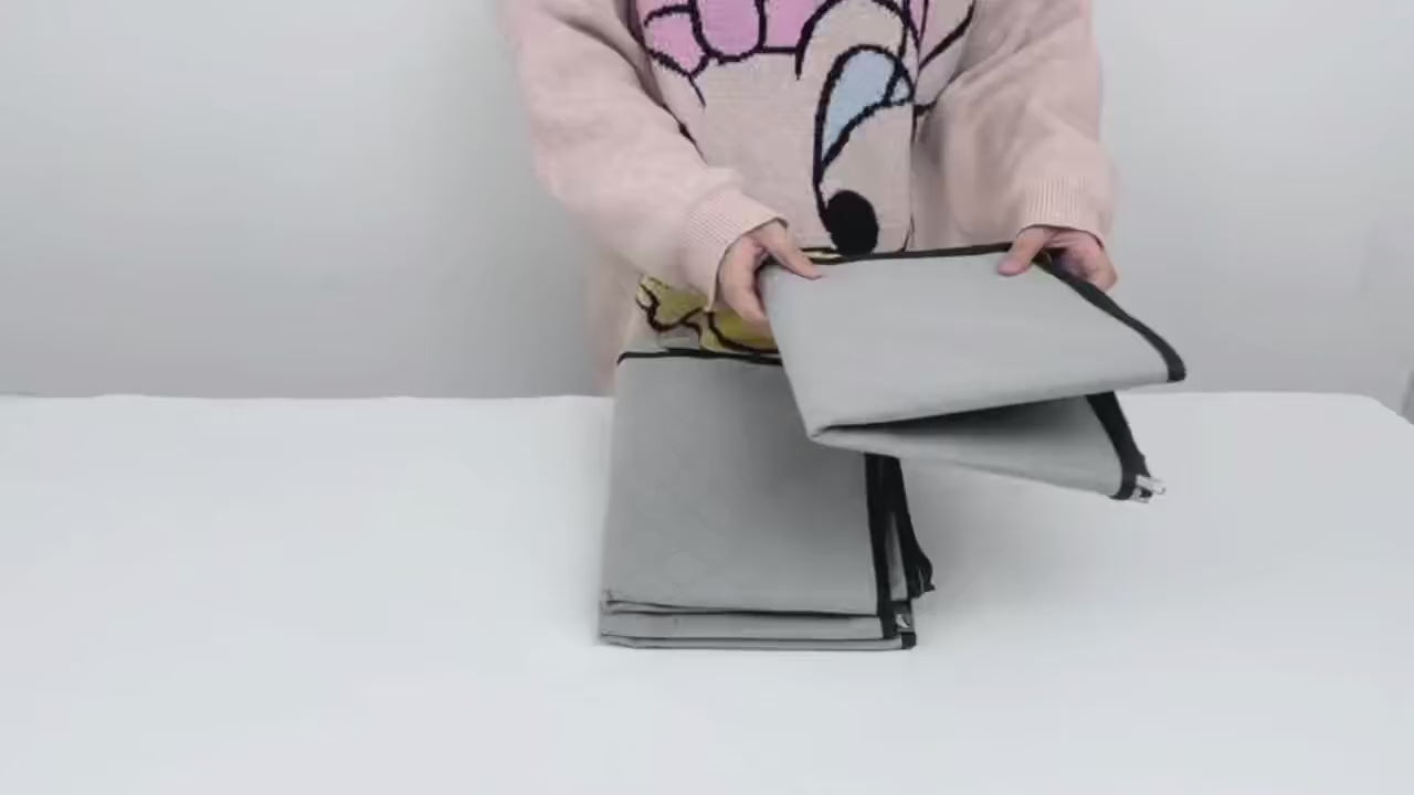 大容量折り畳み収納ボックス 高密度生地 強化ハンドル 大型ファスナー 透明窓 衣類 / 布団整理用